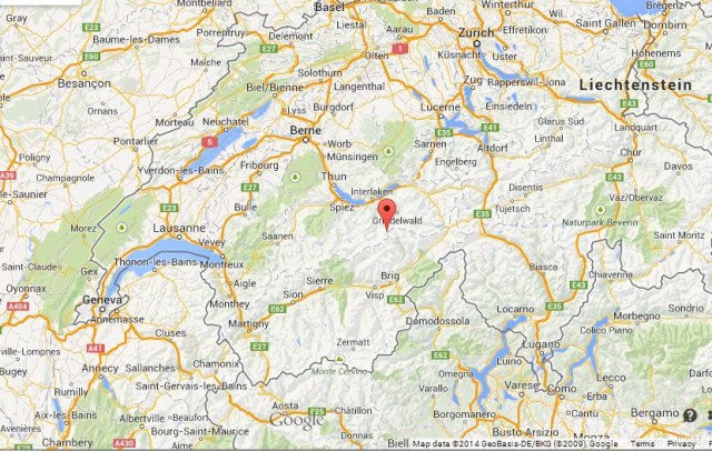 location Jungfrau on Map of Switzerland