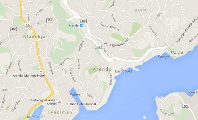 Map of Arendal Norway