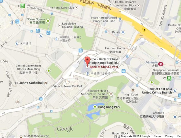 Map of Bank of China Tower Hong Kong
