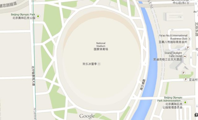 Map of Beijing National Stadium China