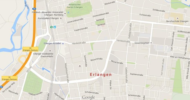 Map of Erlangen Germany