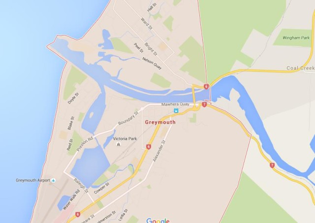 Map of Greymouth New Zealand