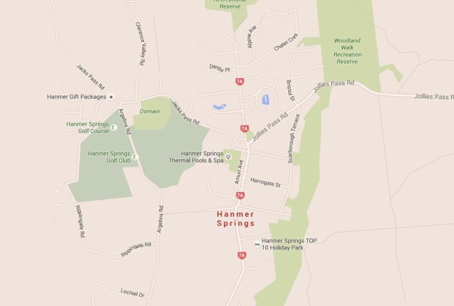 Map of Hanmer Springs New Zealand