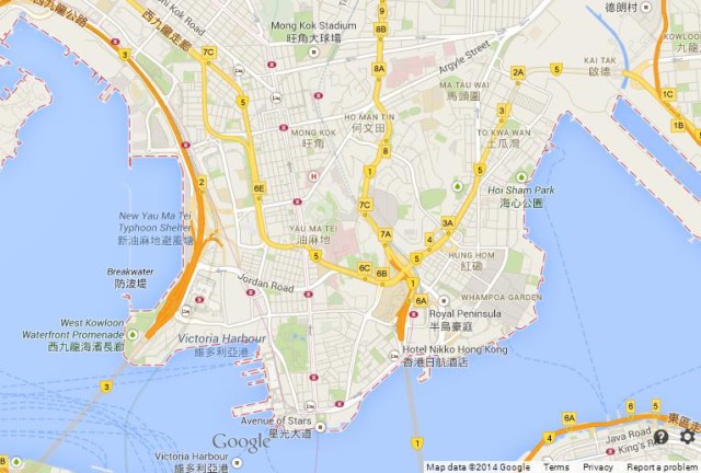 Map of Kowloon Hong Kong