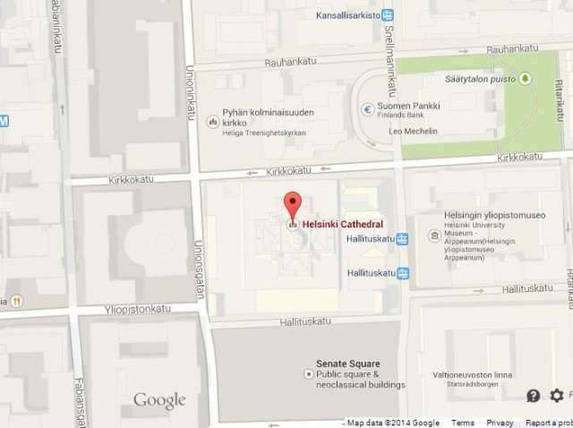 Map of Lutheran Cathedral of Helsinki