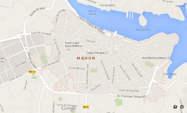 Map of Mahon Menorca