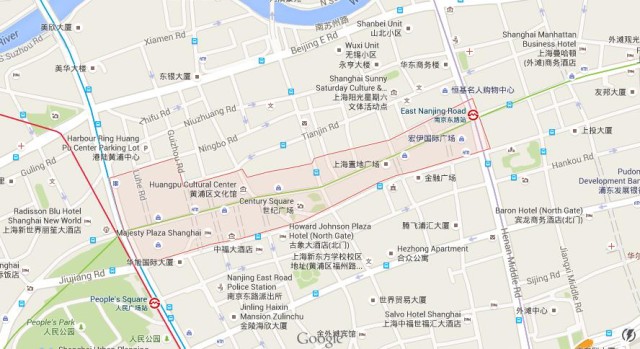 Map of Nanjing Road Shanghai