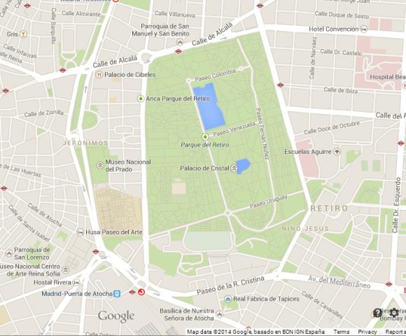 Map of Parque del Retiro Madrid