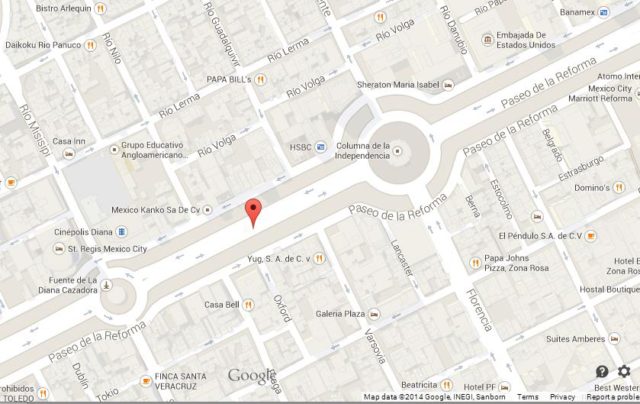 Map of Paseo de la Reforma Mexico City