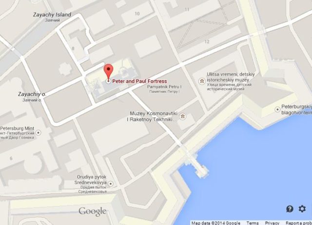 Map of Peter and Paul Fortress