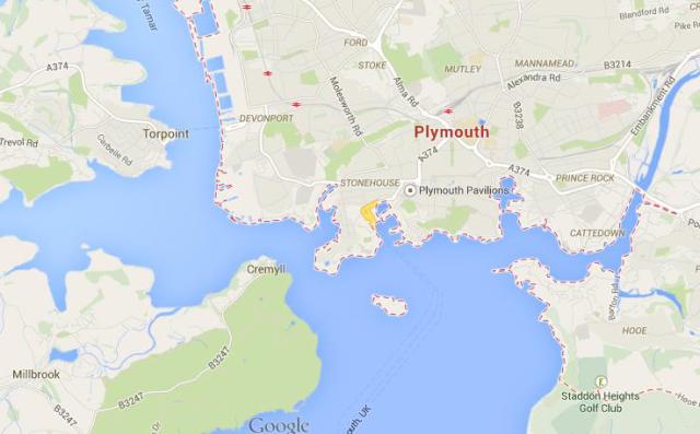 Map of Plymouth England