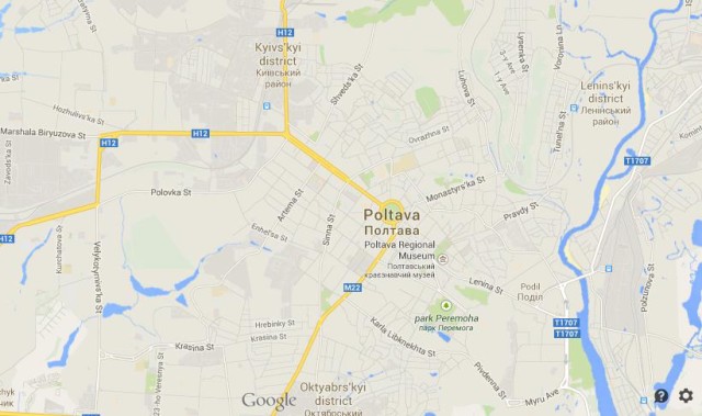 Map of Poltava Ukraine