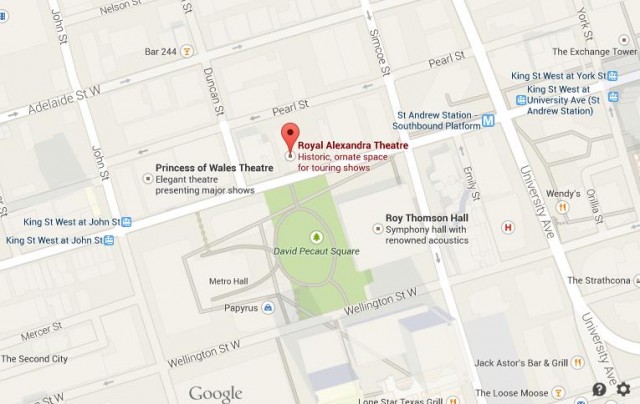 Map of Royal Alexandra Theatre Toronto Area