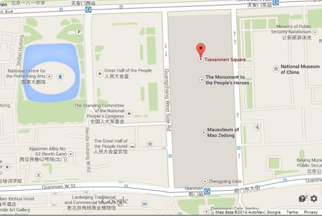 Map of Tiananmen Square