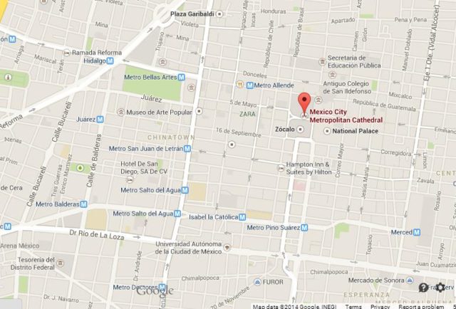Where is Metropolitan Cathedral on Map of Mexico City
