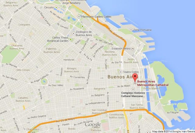 Where is Metropolitan Cathedral on map of Buenos Aires