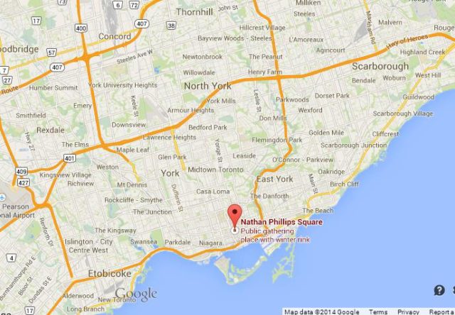 Where is Nathan Phillips Square on Map of Toronto