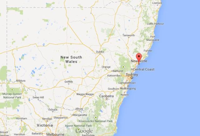 Where is Newcastle on map of New South Wales