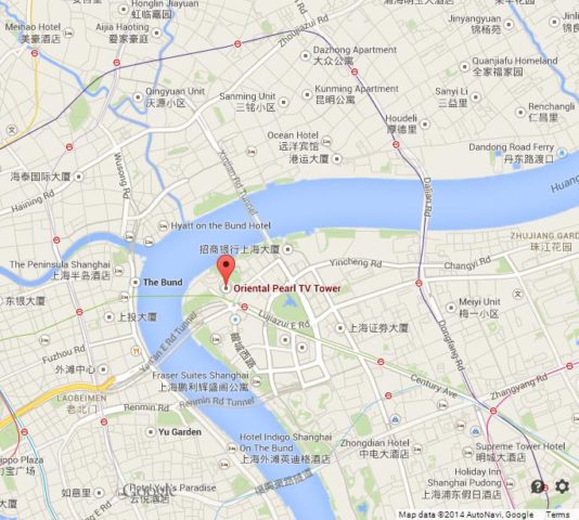 Where is Oriental Pearl Tower on Map of Shanghai