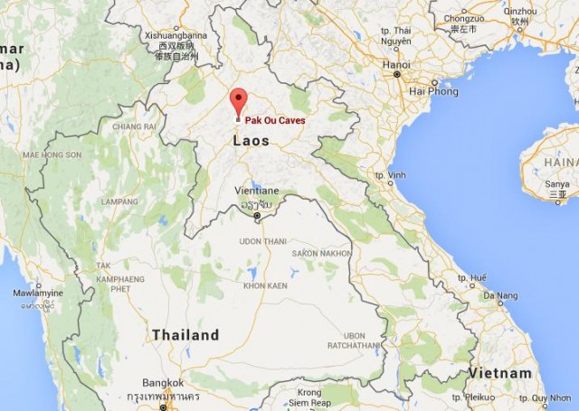 location Pak Buddha Caves on map Laos