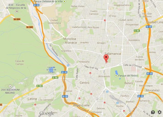 Where is Paseo de Recoletos on map of Madrid