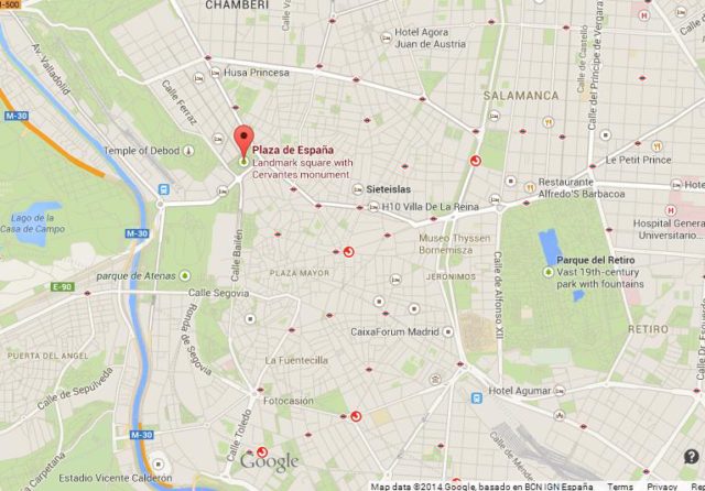 Where is Plaza de España on Map of Madrid