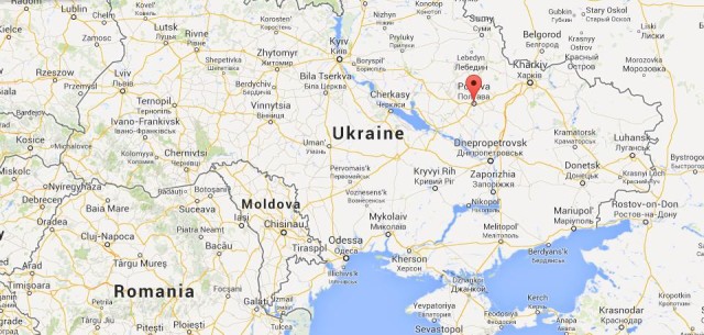 location Poltava on map of Ukraine