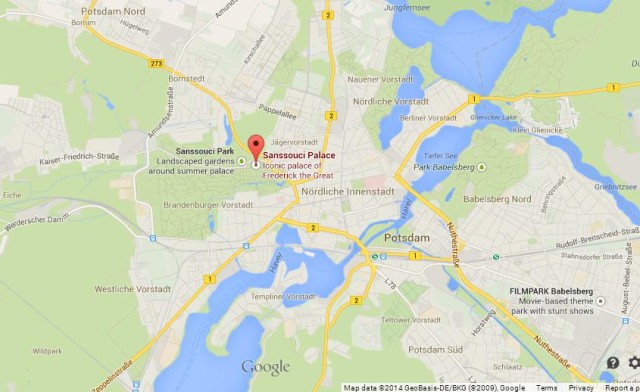 Where is Sanssouci Palace on Map of Potsdam