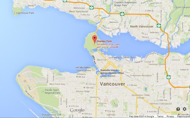 Where is Stanley Park on Map of Vancouver