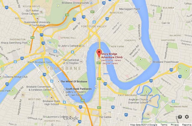 location Story Bridge on Map of Brisbane