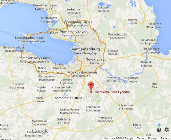 Where is Tsarskoe Selo on Map of St Petersburg
