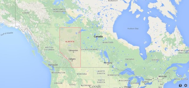 location Alberta on map of Canada