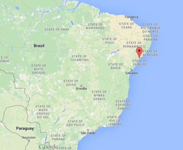 location Aracaju on map Brazil