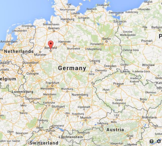 location Bielefeld on map of Germany