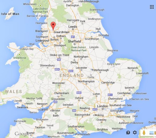 location Blackburn on map England