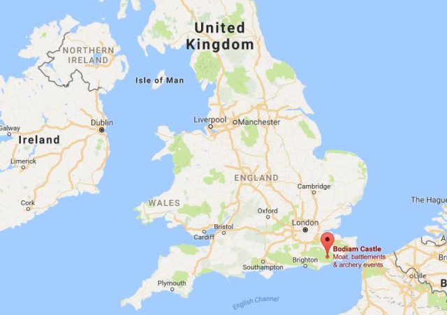 Location Bodiam Castle on map England