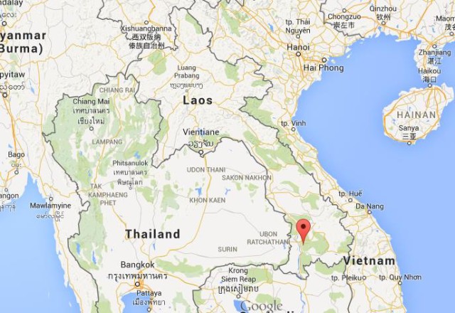 location Bolaven Plateau on map Laos
