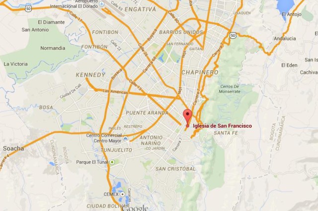 location Church San Francisco map Bogota