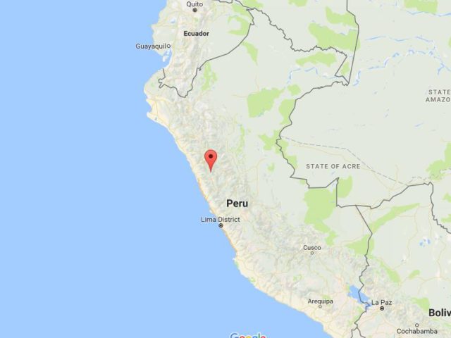 Location Cordillera Blanca on map Peru