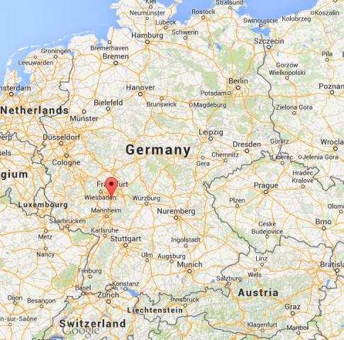 Location Darmstadt on map of Germany