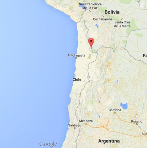 location El Tatio on map of Chile