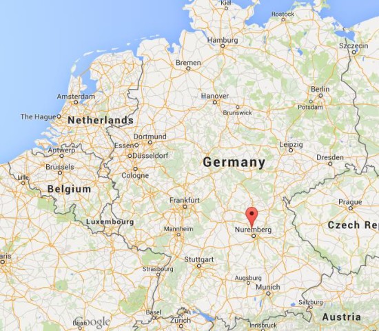 location Erlangen on map Germany