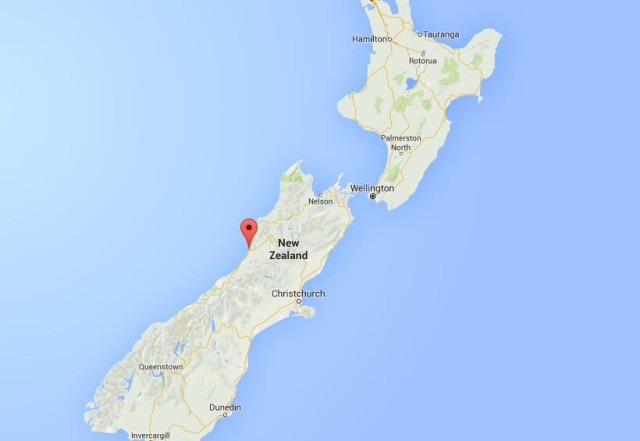 location Greymouth on map New Zealand