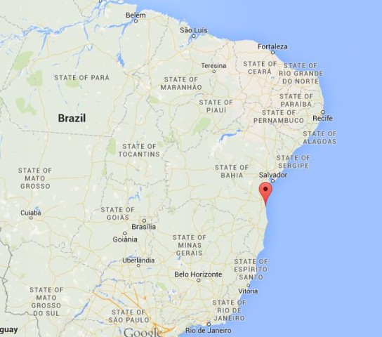location Ilheus on map Brazil