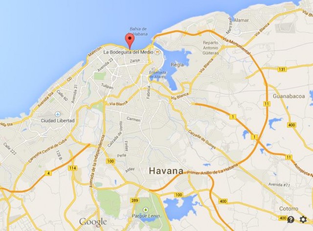 location Malecon map Havana