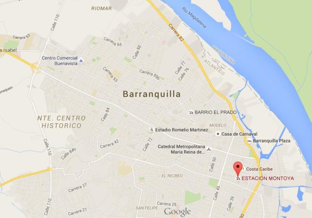 location Montoya Station on map Barranquilla