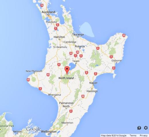 location Mount Tongariro on map NZ North Island