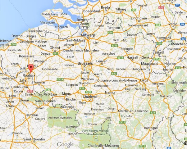 location Mouscron on map of Belgium