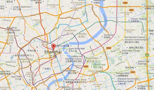 location Nanjing Road on map Shanghai