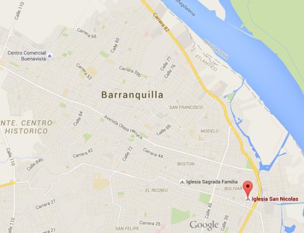 location Plaza San Nicolas on map Barranquilla